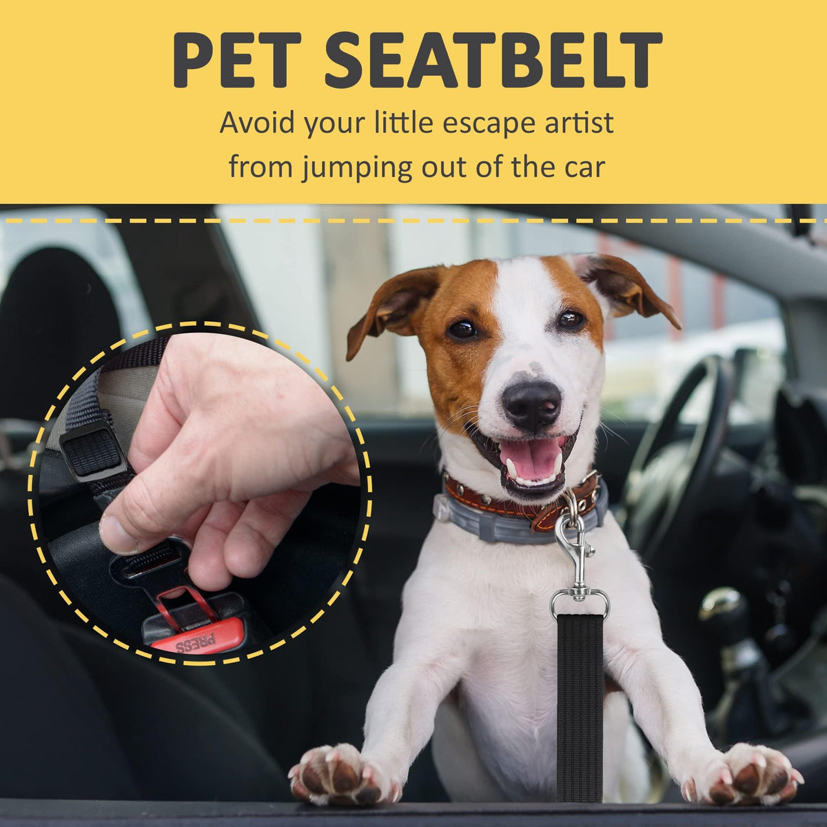 SunGrow Dog Seat Belt for Car keeps your pet secure and safe during travel. Perfect for daily use. Available at Curat Cart.