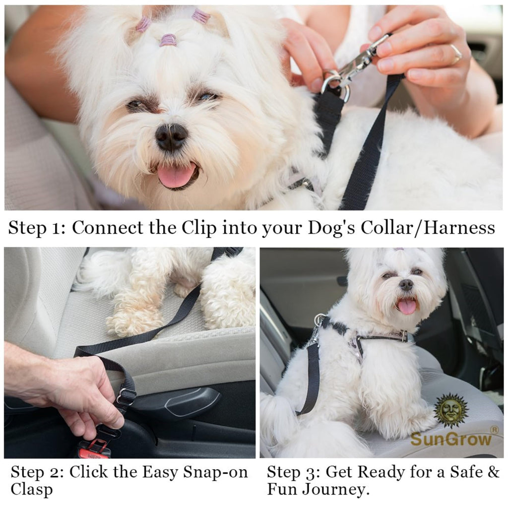 Ensure your dog's safety with the premium imported SunGrow Dog Seat Belt for Car, available at Curat Cart. Perfect for secure travels.