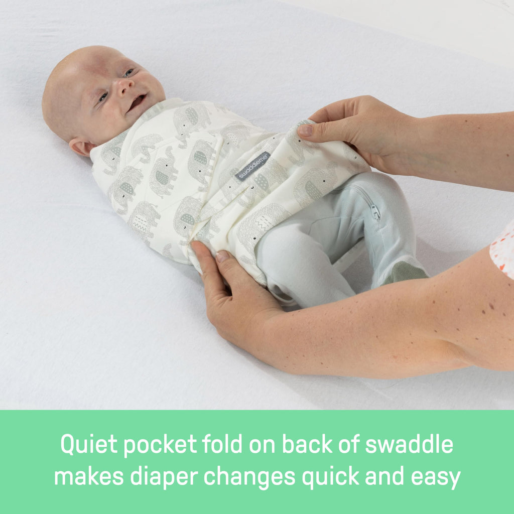 Experience the SwaddleMe Baby Swaddle Blanket, exclusively at Curat Cart. Quiet pocket fold ensures quick diaper changes.