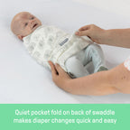 Experience the SwaddleMe Baby Swaddle Blanket, exclusively at Curat Cart. Quiet pocket fold ensures quick diaper changes.