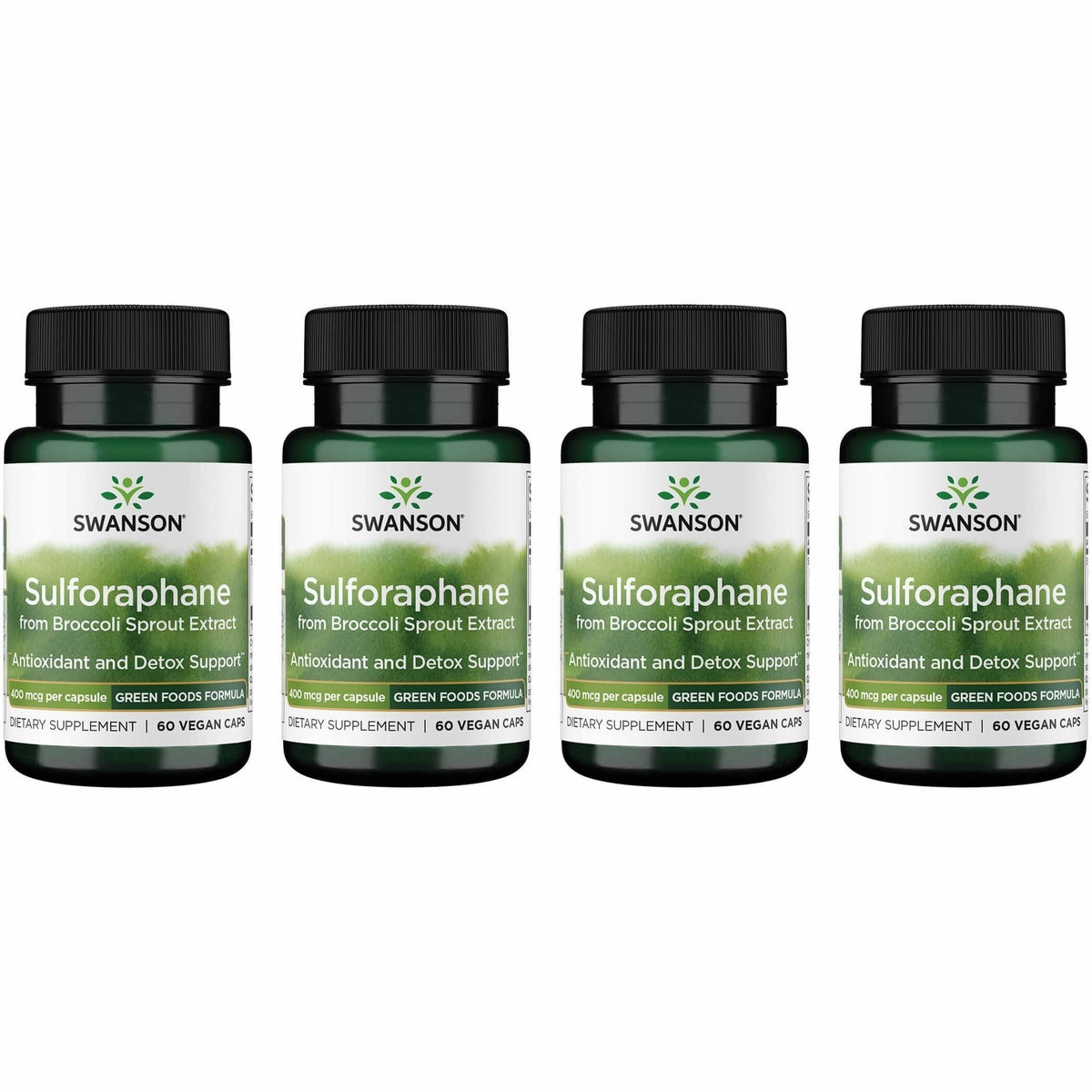 100% Genuine Swanson Sulforaphane Broccoli Extract, 60 vegan capsules for antioxidant and detox support.
