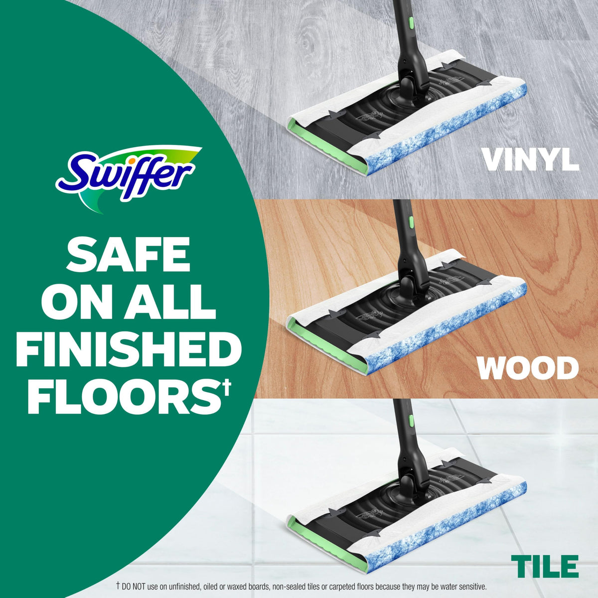 Swiffer Heavy Duty Mop Refills in official packaging, suitable for vinyl and wood floors. Available at Curat Cart.