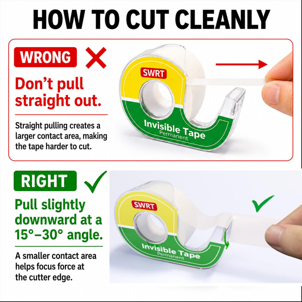Master the art of cutting SWRT Invisible Tape with these tips. Perfect for daily use, available at Curat Cart.