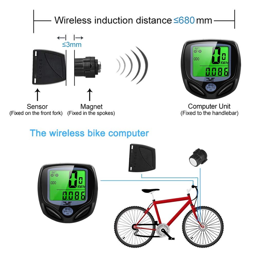 Premium bicycle speedometer odometer computer with wireless sensor, showcasing high-quality finish for accurate tracking. Available at Curat Cart.