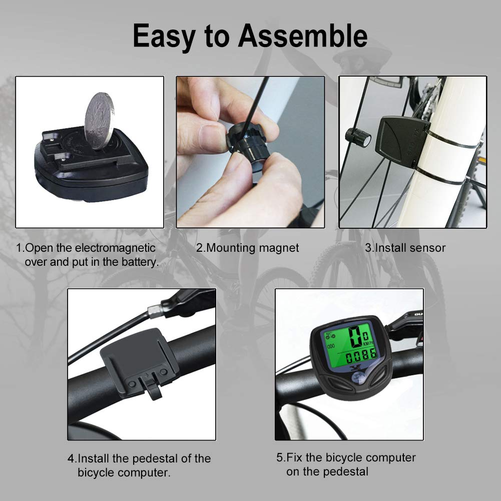 Bicycle Speedometer Odometer Computer assembly steps, showcasing easy installation. 100% Authentic, available at Curat Cart.