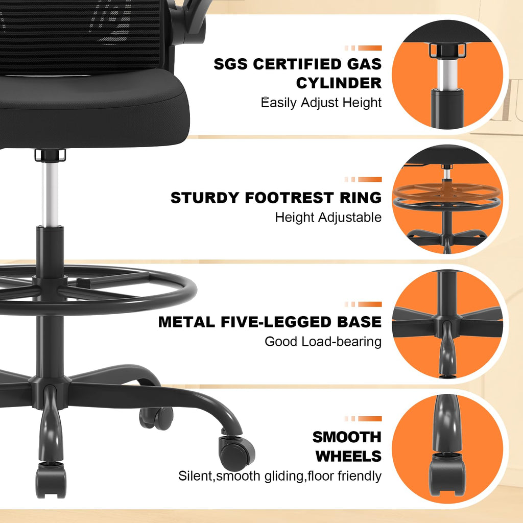 Discover the Synorla Ergonomic Drafting Chair, specially curated by Curat Cart for ultimate comfort and style in your workspace.