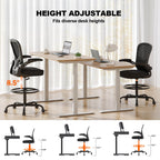 Discover the Synorla Ergonomic Drafting Chair, height adjustable for diverse desk heights, exclusively at Curat Cart.