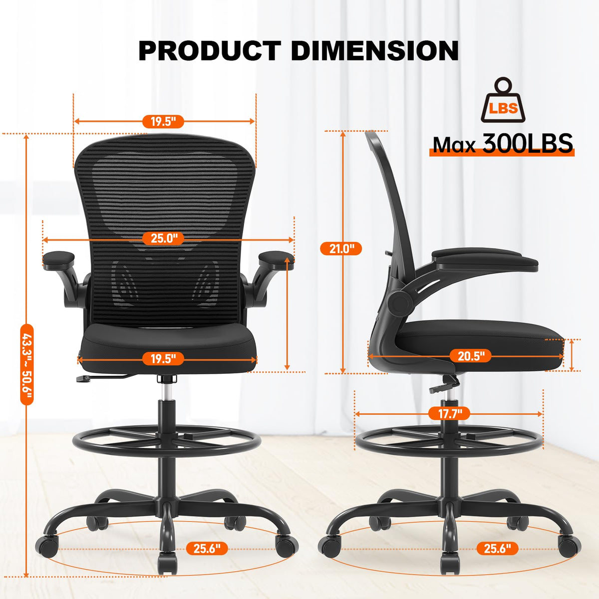 Ergonomic Drafting Chair from Synorla showcases durable design with official packaging. Available at Curat Cart for ultimate comfort.