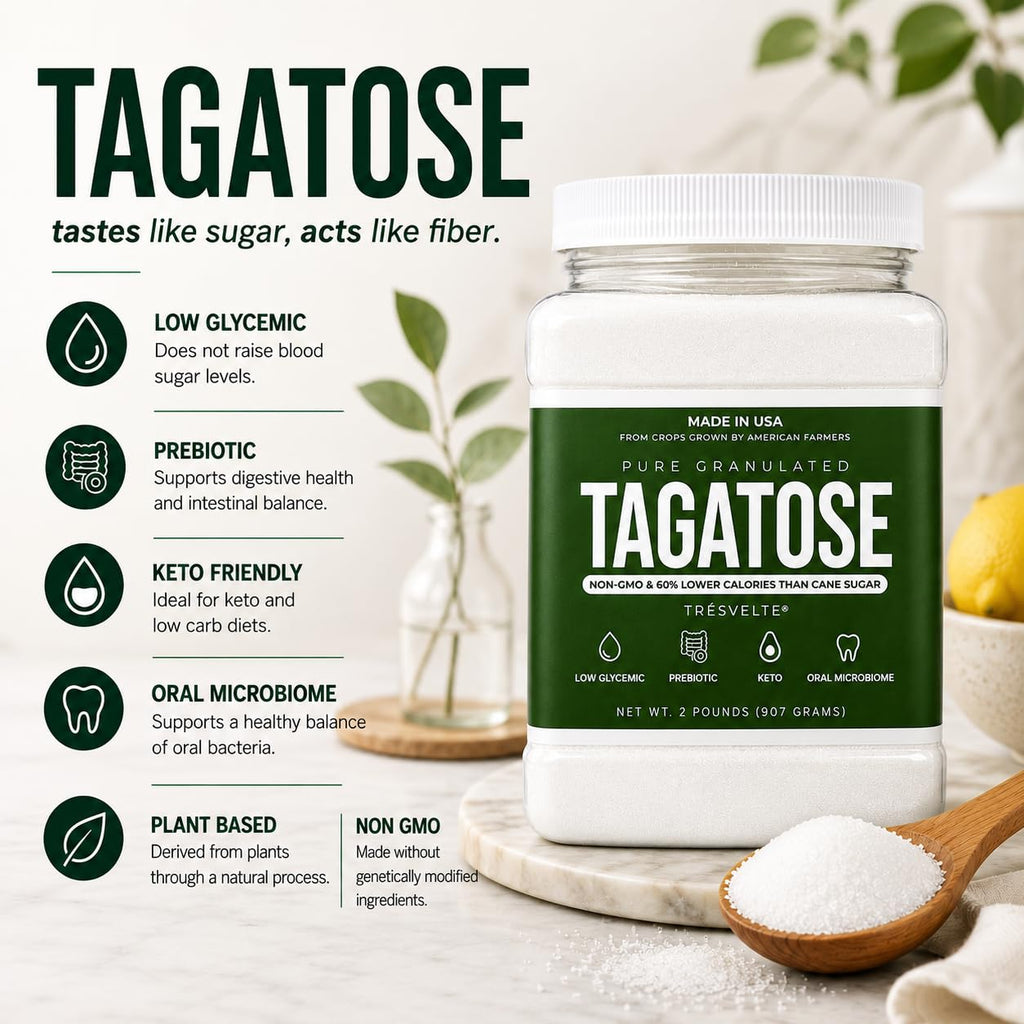 Tagatose Pure Granulated Prebiotic offers low glycemic sweetness. Perfect for daily use, enhance your health routine at Curat Cart.