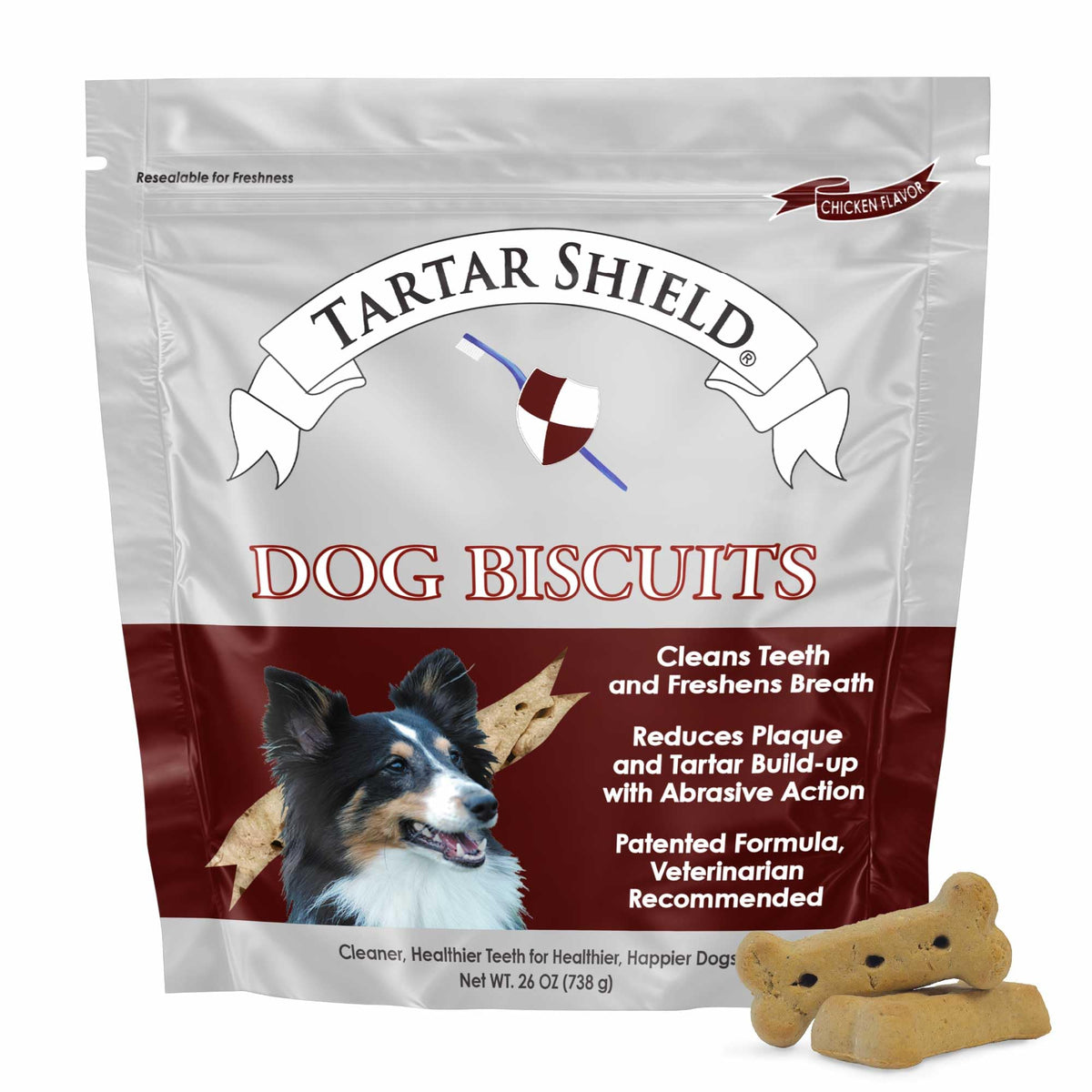 Tartar Shield Dental Dog Biscuits offer a premium imported solution for cleaner teeth and fresher breath. Available at Curat Cart.