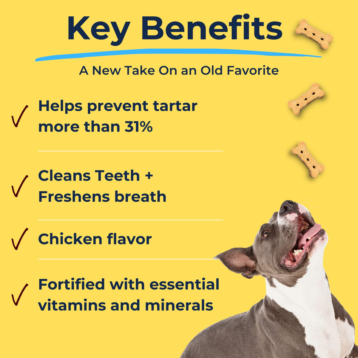 Tartar Shield Dental Dog Biscuits in official packaging, designed to clean teeth and freshen breath. Available at Curat Cart.