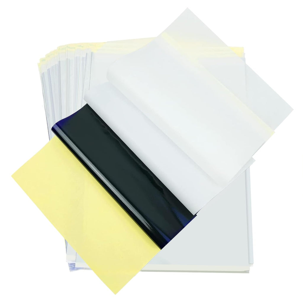 Premium imported tattoo transfer paper sheets from Curat Cart, ideal for creating intricate designs with ease.