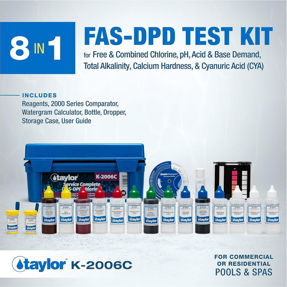 Taylor Pool Water Test Kit offers 8-in-1 testing for water quality. 100% Authentic, available in India at Curat Cart.