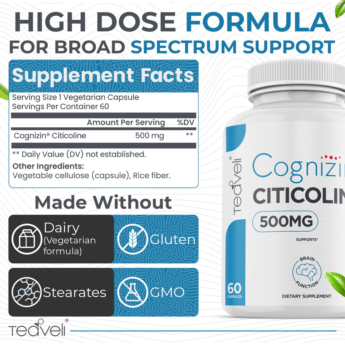 Teaveli Cognizin Citicoline Capsules support brain function. 100% Authentic, available at Curat Cart in India.