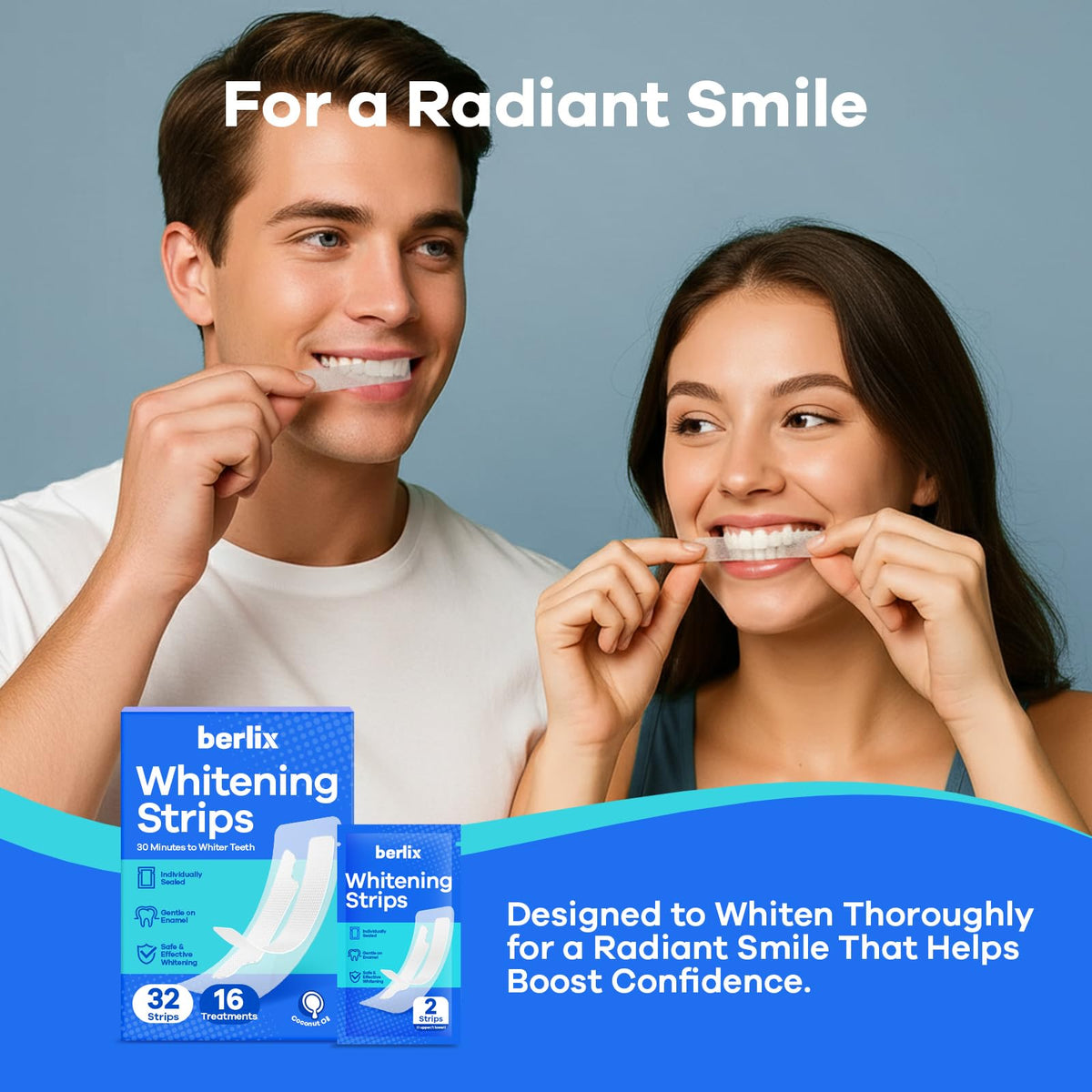 Berlix Teeth Whitening Strips for a radiant smile, 100% authentic and available in India at Curat Cart.