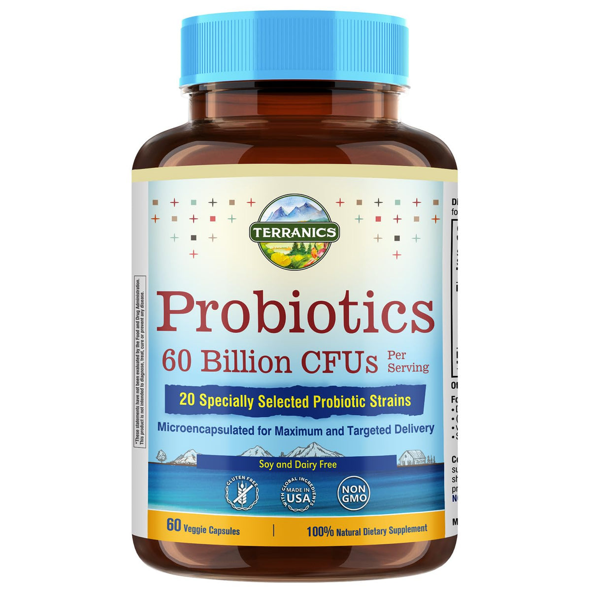 Terranics Probiotics 60 Billion CFU offers premium imported health benefits with 20 selected strains. Available at Curat Cart.