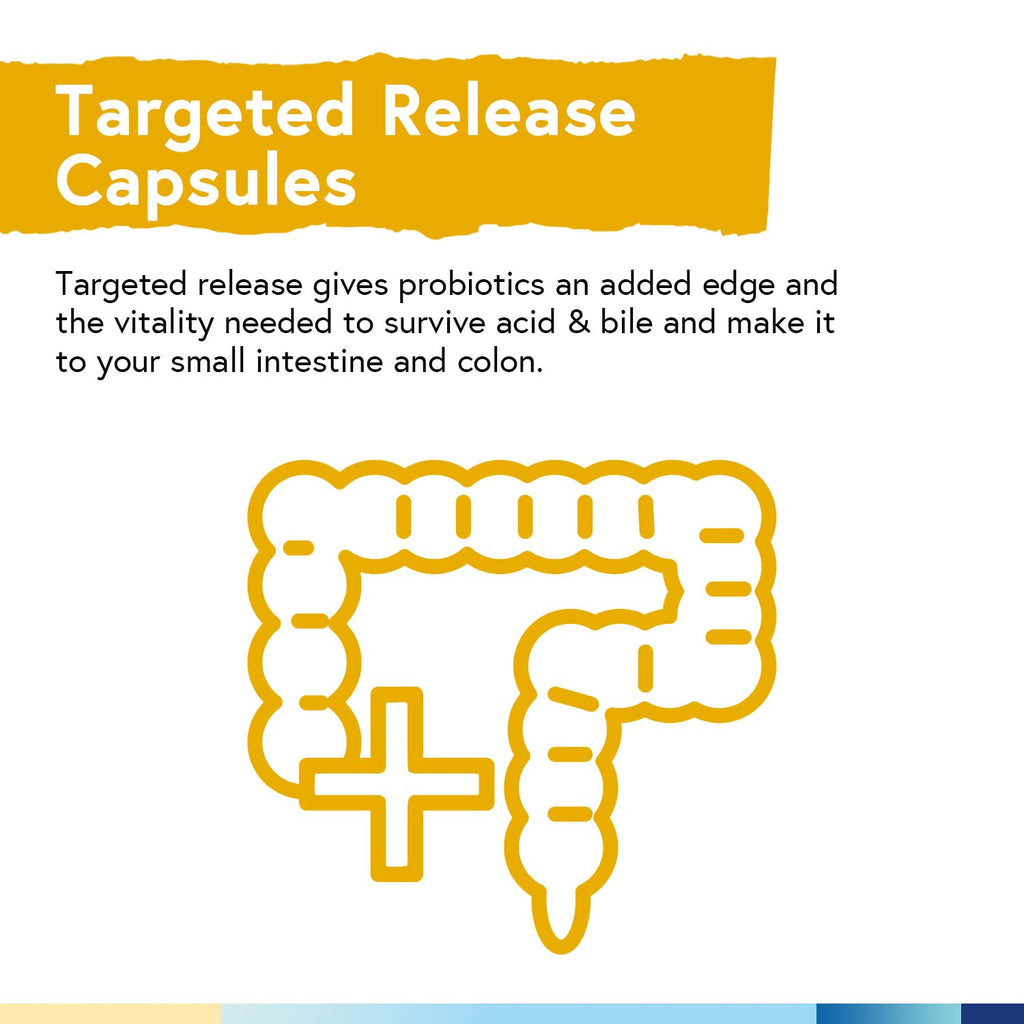 Terranics Probiotics 60 Billion CFU offers targeted release capsules, ensuring optimal probiotic delivery. Available at Curat Cart.