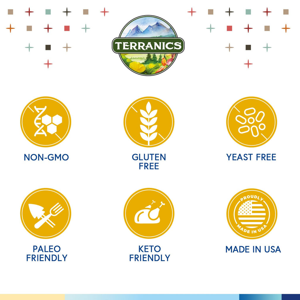 Terranics Probiotics 60 Billion CFU boasts premium imported quality, with non-GMO, gluten-free, and paleo-friendly certifications. Available at Curat Cart.