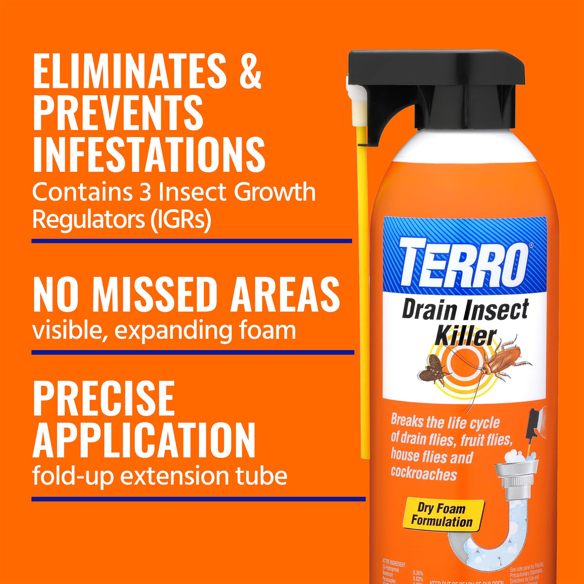 Terro Drain Insect Killer Foam Treatment eliminates pests with 3 IGRs. Available in India at Curat Cart for effective pest control.