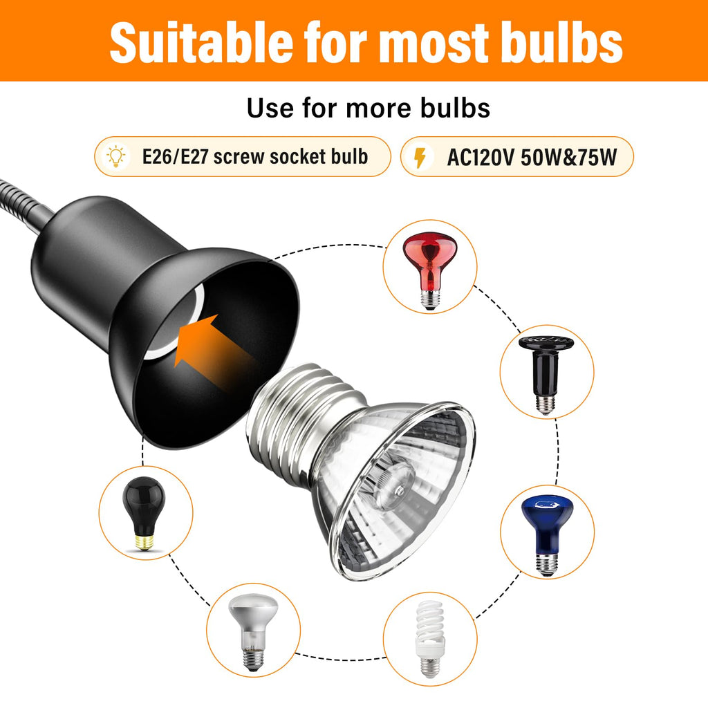 Discover the TFNN Reptile Heat Lamp, compatible with various bulbs. Perfect for reptile care, available at Curat Cart.