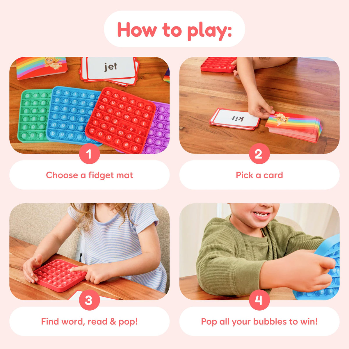 Engaging Fidget Game Word Pop CVC Games in vibrant official packaging, ideal for fun learning at Curat Cart.