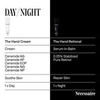 The Hand Retinol serum-in-balm features 0.25% stabilized pure retinol for effective anti-aging skin repair. Original Necessaire packaging.