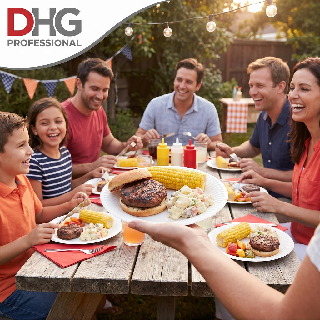 Heavy Weight Grease Resistant Paper Plates enhance outdoor meals. Perfect for gatherings, available at Curat Cart.