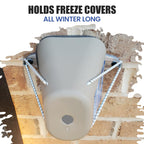 The Hose Bib Buddy Spigot Mounting Plate securely holds freeze covers, perfect for winter protection. Available at Curat Cart.