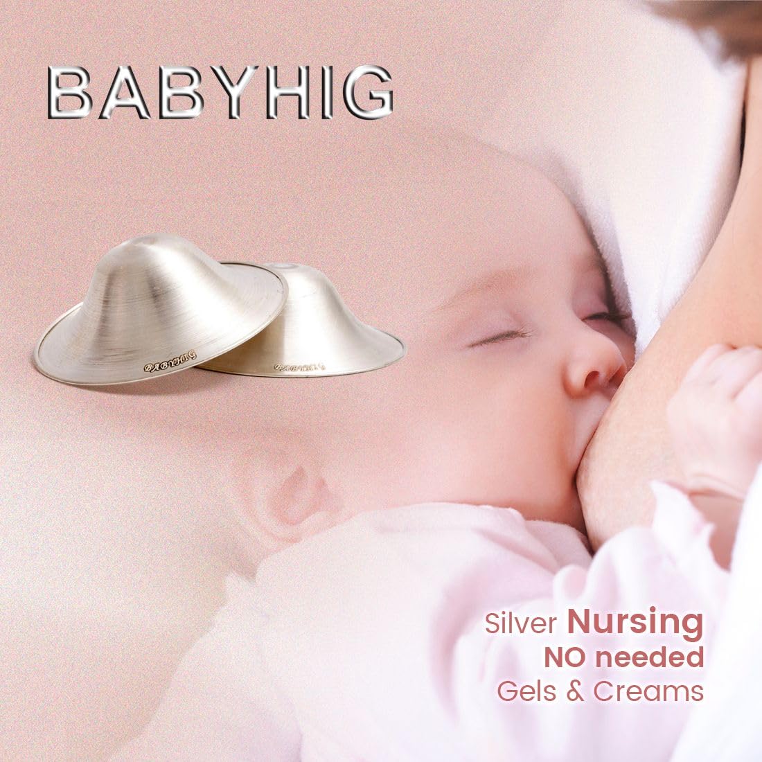 Premium original silver nursing cups in official packaging, offering a natural nursing experience without gels or creams. Available at Curat Cart.