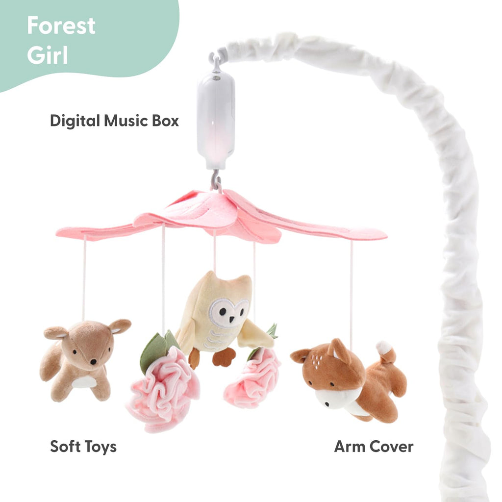 Peanutshell Crib Mobile for Girls features soft toys and soothing music. 100% Authentic, available at Curat Cart in India.