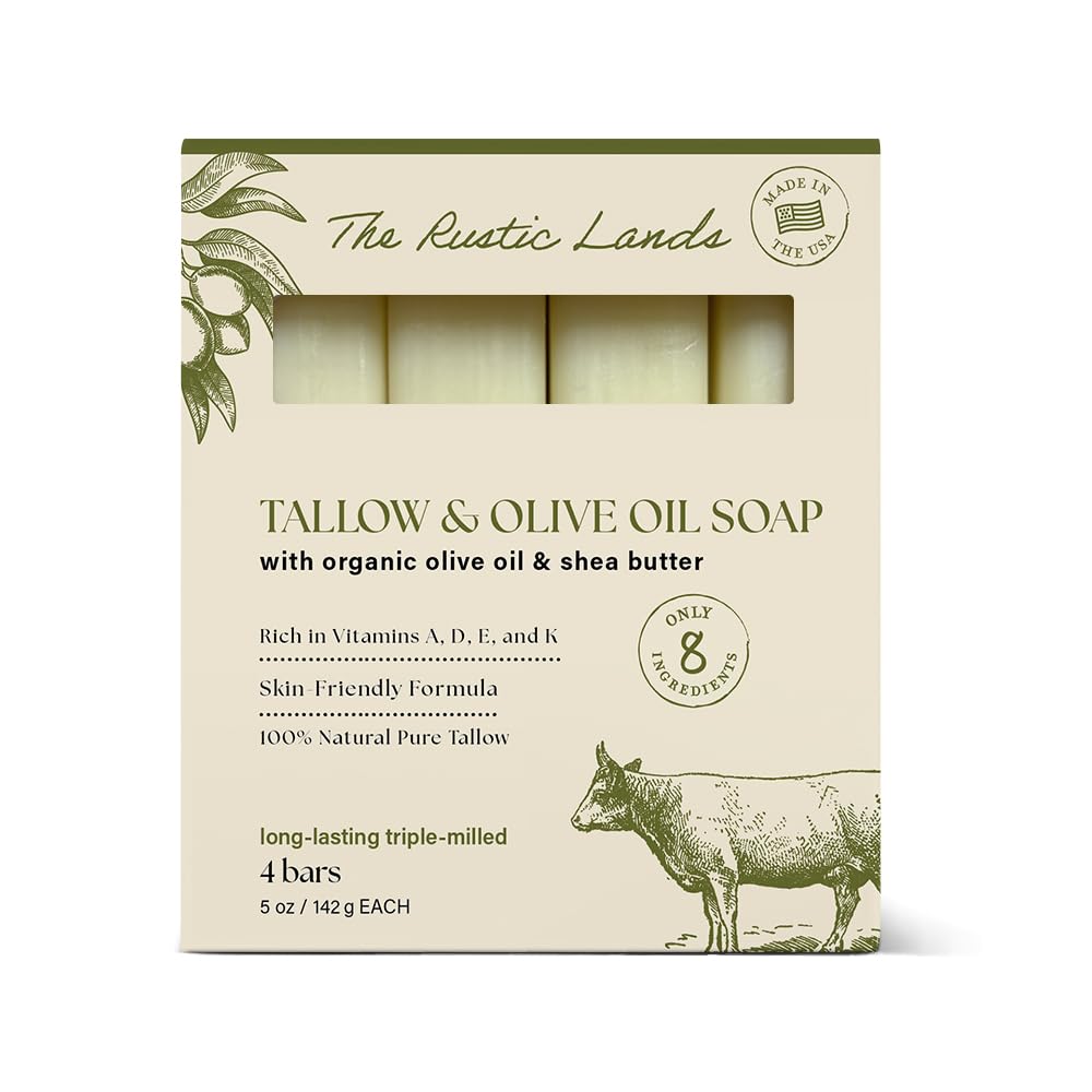 THE RUSTIC LANDS Natural Beef Tallow Soap, made in the USA. Rich in vitamins A, D, E, and K with 100% natural ingredients.