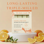 THE RUSTIC LANDS Natural Beef Tallow Soap with orange and citrus notes. Authentic, skin-friendly formula. 100% genuine product.