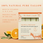 100% natural beef tallow soap with organic olive oil & sweet orange oil, made in the USA, from cows raised here.