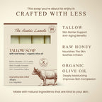 The Rustic Lands Beef Tallow Soap, enriched with natural honey and olive oil for skin nourishment and moisture.