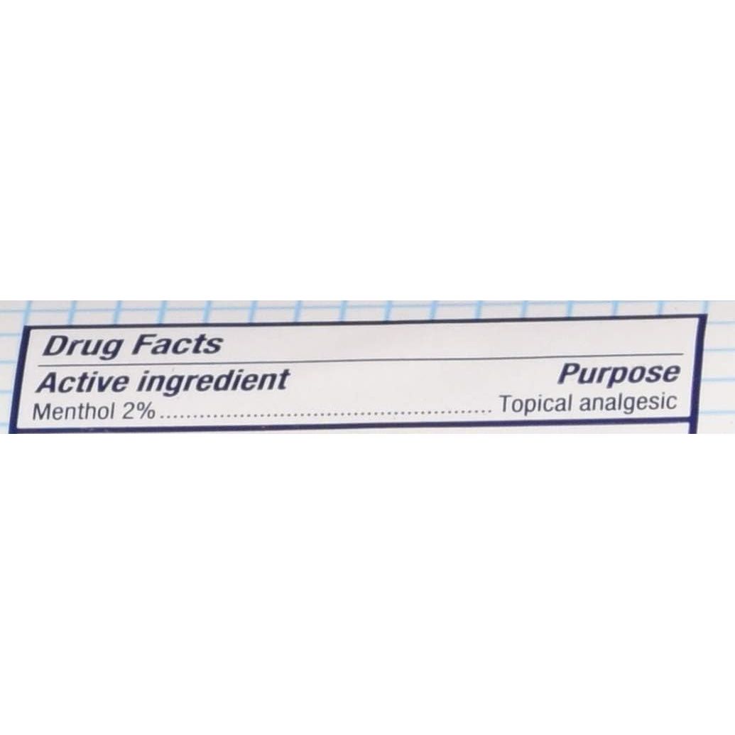 Therapeutic Mineral Ice Gel label highlighting menthol 2% as a topical analgesic. Verified by CuratCart for quality assurance.