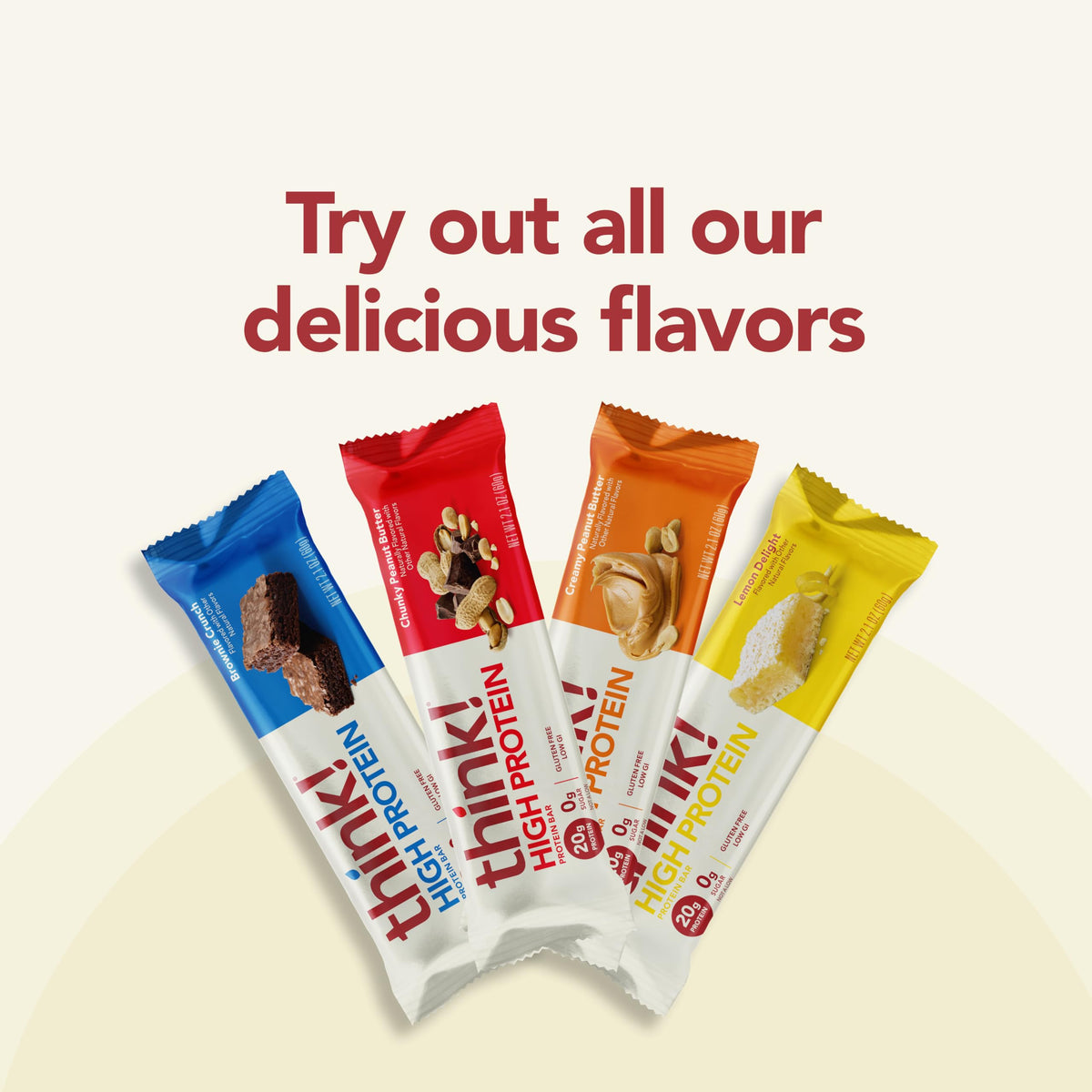 High-quality packaging of Think High Protein Bar Brownie Crunch, showcasing delicious flavors. Available at Curat Cart.