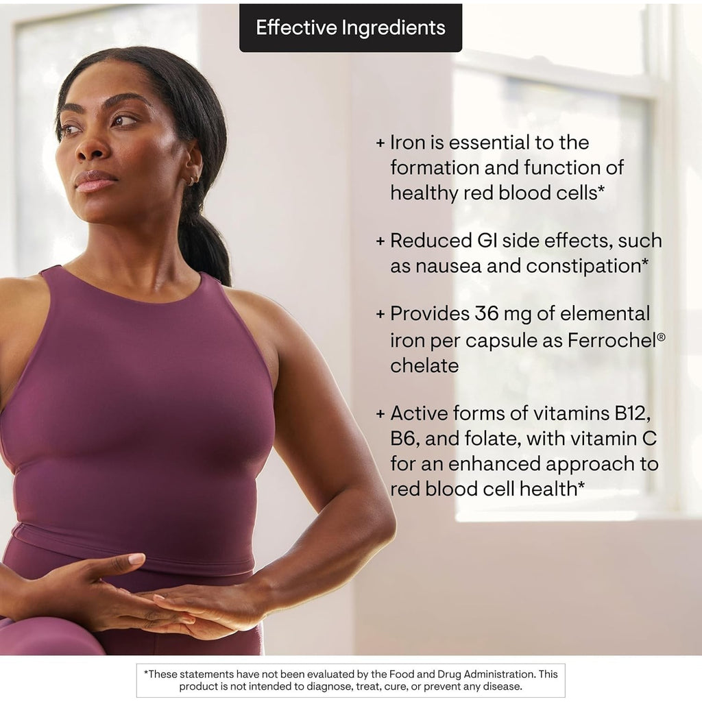 Thorne Advanced Iron Complex offers premium imported iron support with essential vitamins B12, B6, and folate for red blood cell health. Available at Curat Cart.