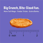 Three Dog Bakery Bark'n Crunch Chips in high-quality packaging, offering bite-sized fun for your dog. Available at Curat Cart.