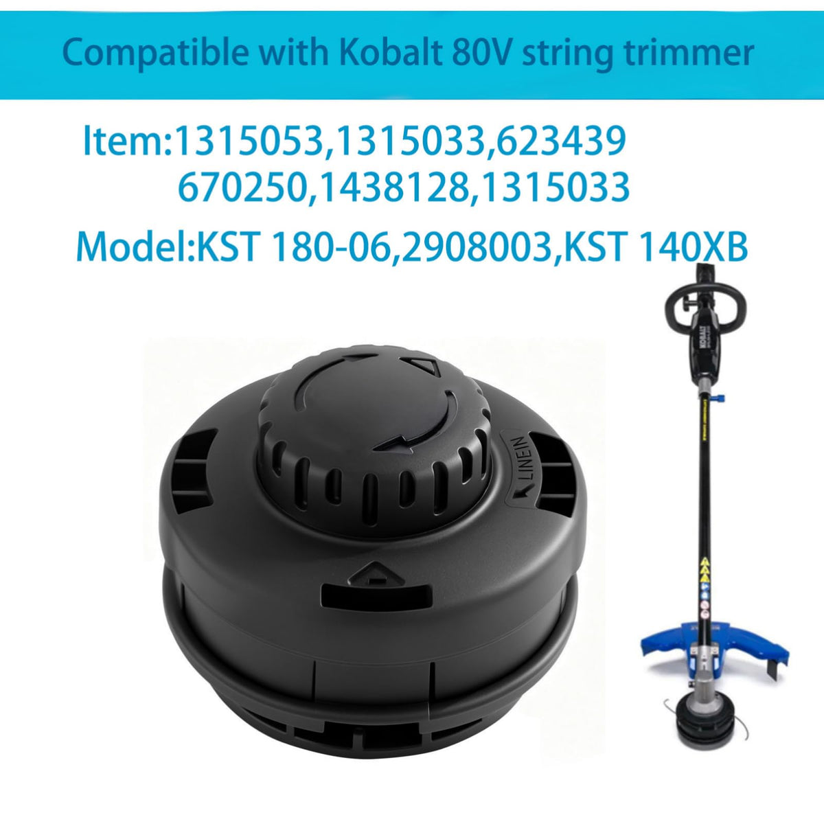THTEN Trimmer Head designed for Kobalt 80V string trimmer, featuring high-quality materials in official packaging. Available at Curat Cart.