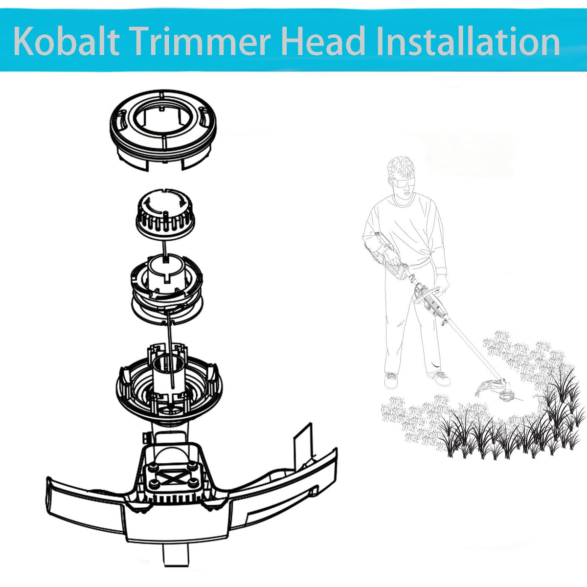 Upgrade your gardening tools with the THTEN Trimmer Head compatible with Kobalt, available at Curat Cart for efficient trimming.