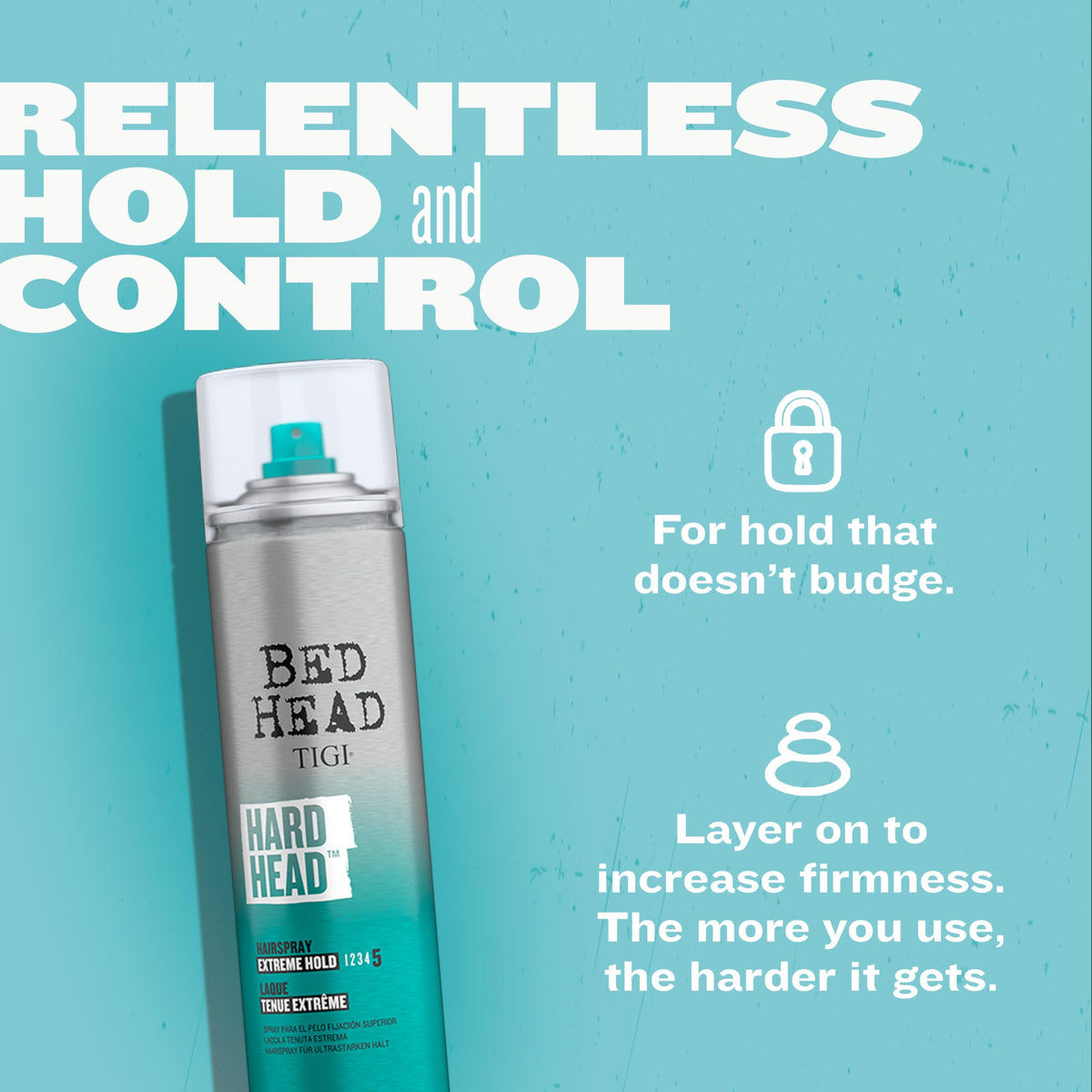 Premium imported TIGI Bed Head Hard Head Hair Spray offers relentless hold and control for extreme styling perfection.