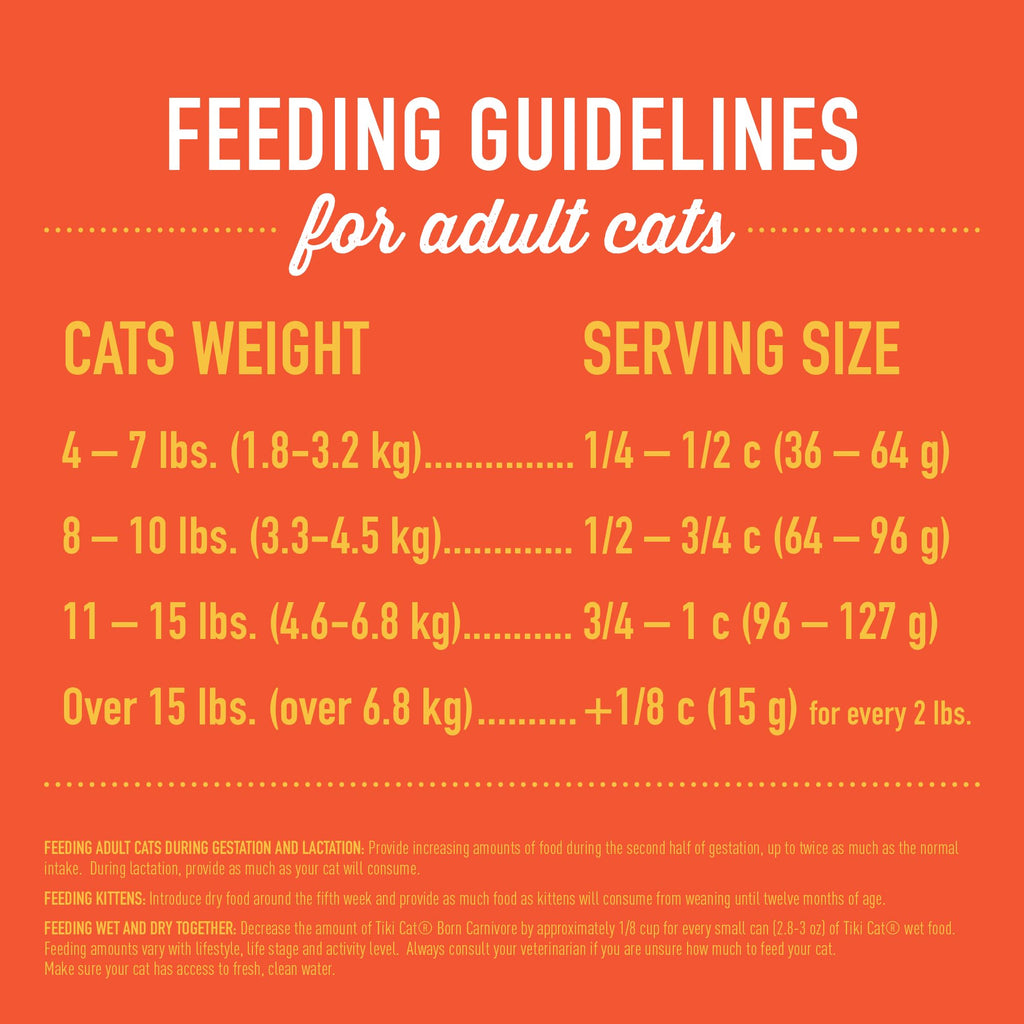 Tiki Cat Born Carnivore Dry Cat Food offers high-quality nutrition for adult cats. Perfect for daily feeding. Available at Curat Cart.