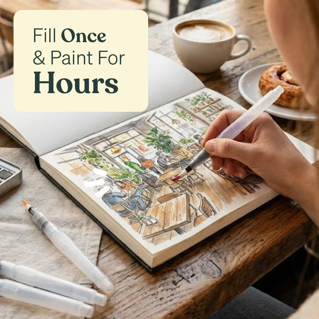 Tobios Watercolor Brush Pens showcased in high-quality packaging, ideal for artists. Available at Curat Cart.