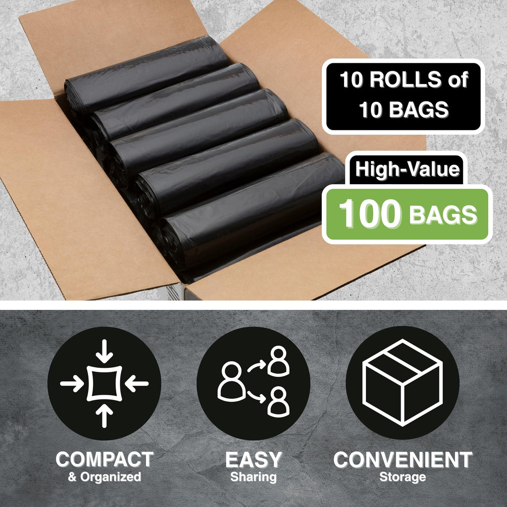 Top Knot Bags Garbage Trash Bag in high-quality packaging, featuring 100 bags for easy sharing and organized storage. Available at Curat Cart.