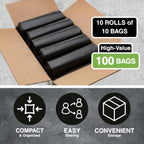 Top Knot Bags Garbage Trash Bag in high-quality packaging, featuring 100 bags for easy sharing and organized storage. Available at Curat Cart.