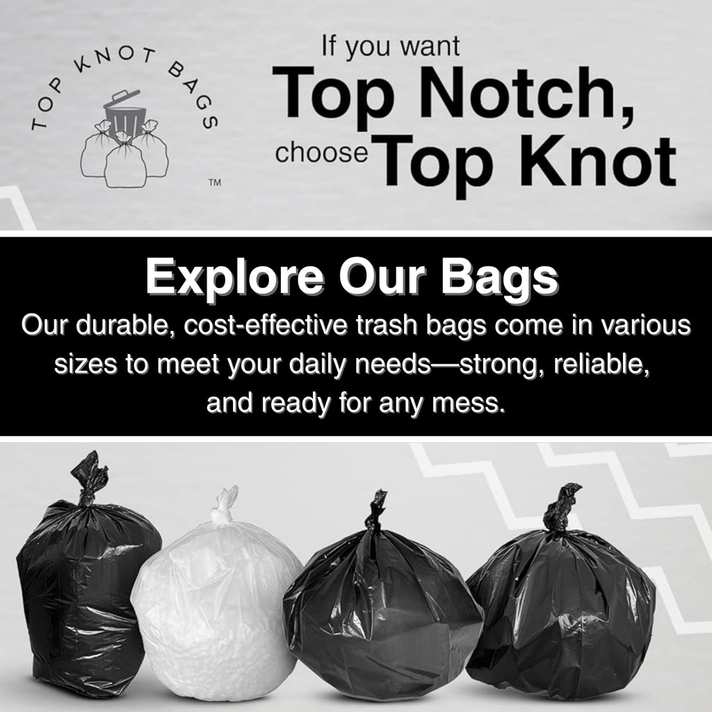 Discover Top Knot Bags garbage trash bags in sturdy packaging, ideal for daily use—available at Curat Cart.