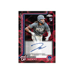 Topps Chrome Baseball Update Series featuring James Wood's autographed card, perfect for collectors at Curat Cart.