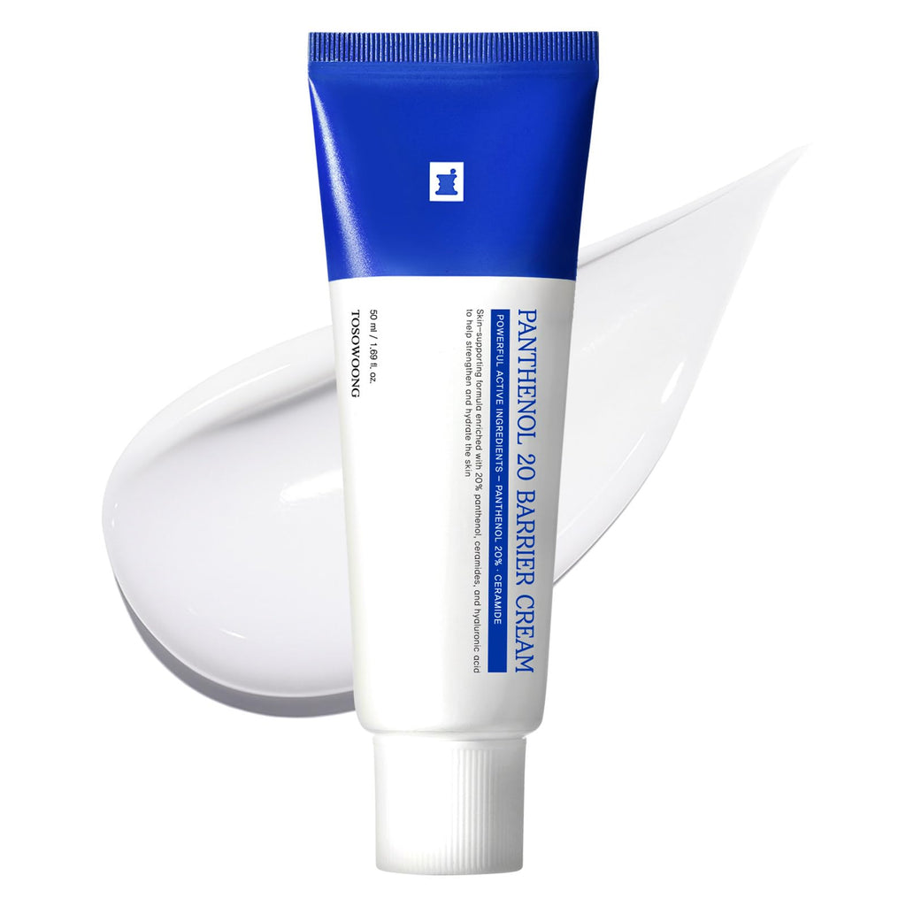 Experience TOSOWOONG Panthenol Barrier Cream, a premium import that soothes and protects skin. Available at Curat Cart.