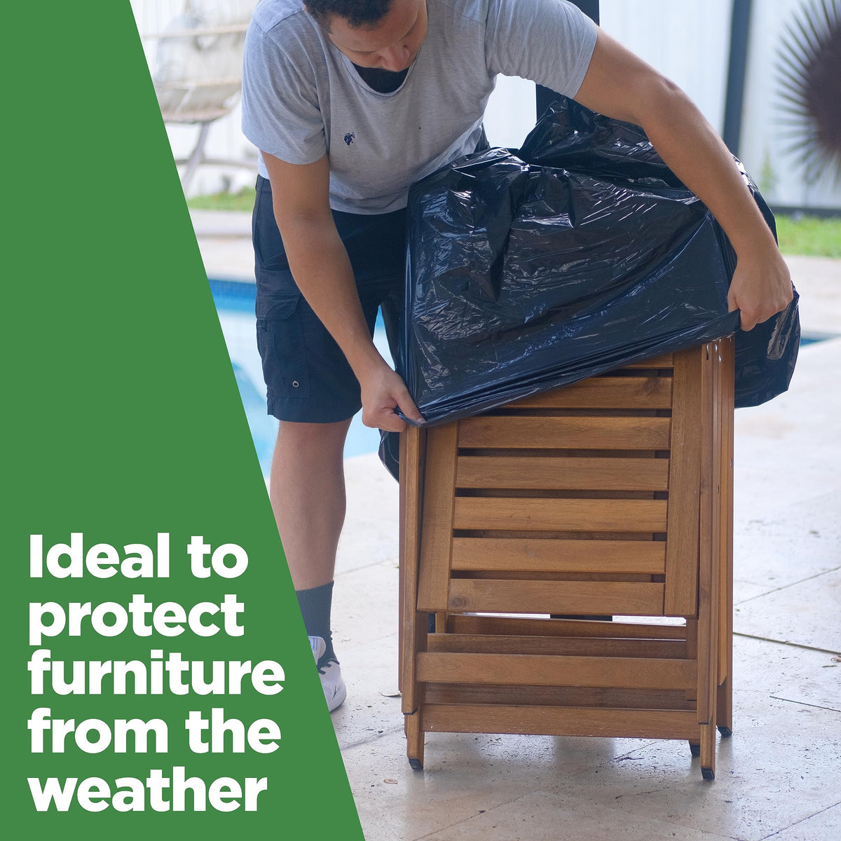 ToughBag Heavy Duty Trash Bags provide reliable protection for furniture from weather elements. Perfect for daily use. Available at Curat Cart.