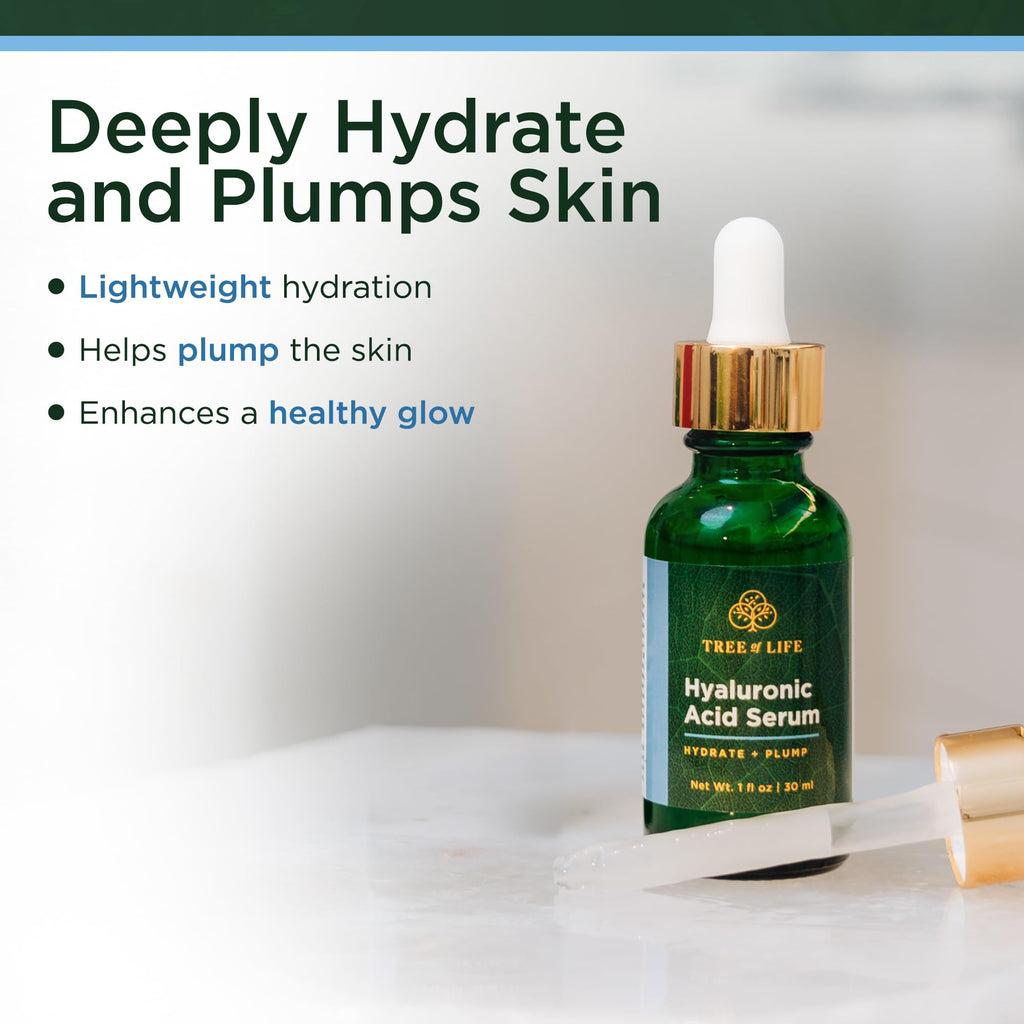 Tree of Life Hyaluronic Acid Face Serum offers lightweight hydration to plump skin and enhance a healthy glow. Authentic product.
